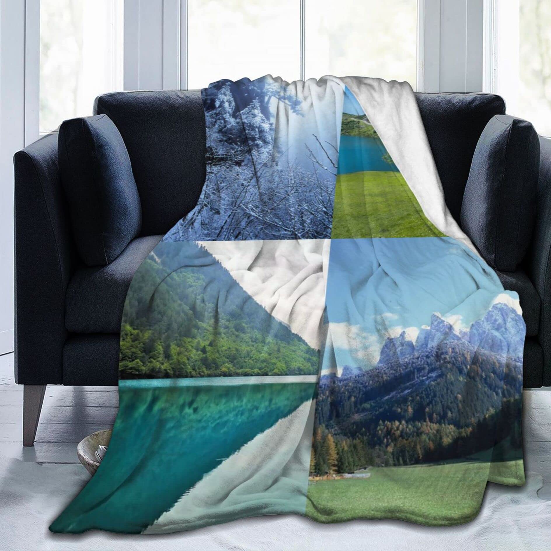 Custom Photo Blanket - Personalized Throw Blanket with Text & 4 Photos (50×60 inches) - Perfect Gift for Women, Men, Family, Friends & Pets - Great for Birthdays, Anniversaries & Home Decor
