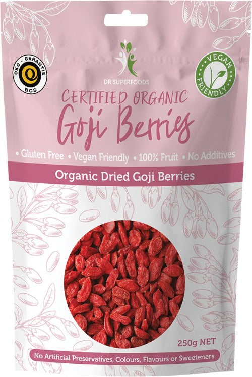Organic Dried Goji Berries 250g - USDA Certified, Non-GMO, Antioxidant-Rich Superfood for Smoothies, Baking & Healthy Snacking