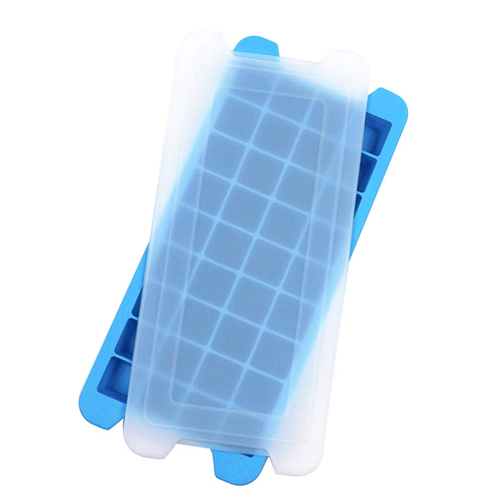 Cabilock 36-Cavity Silicone Ice Cube Tray with Lid - DIY Ice Cream, Cake, Popsicle Mold - Reusable Kitchen Accessory for Cocktails, Beverages, and Party Decor (Blue)