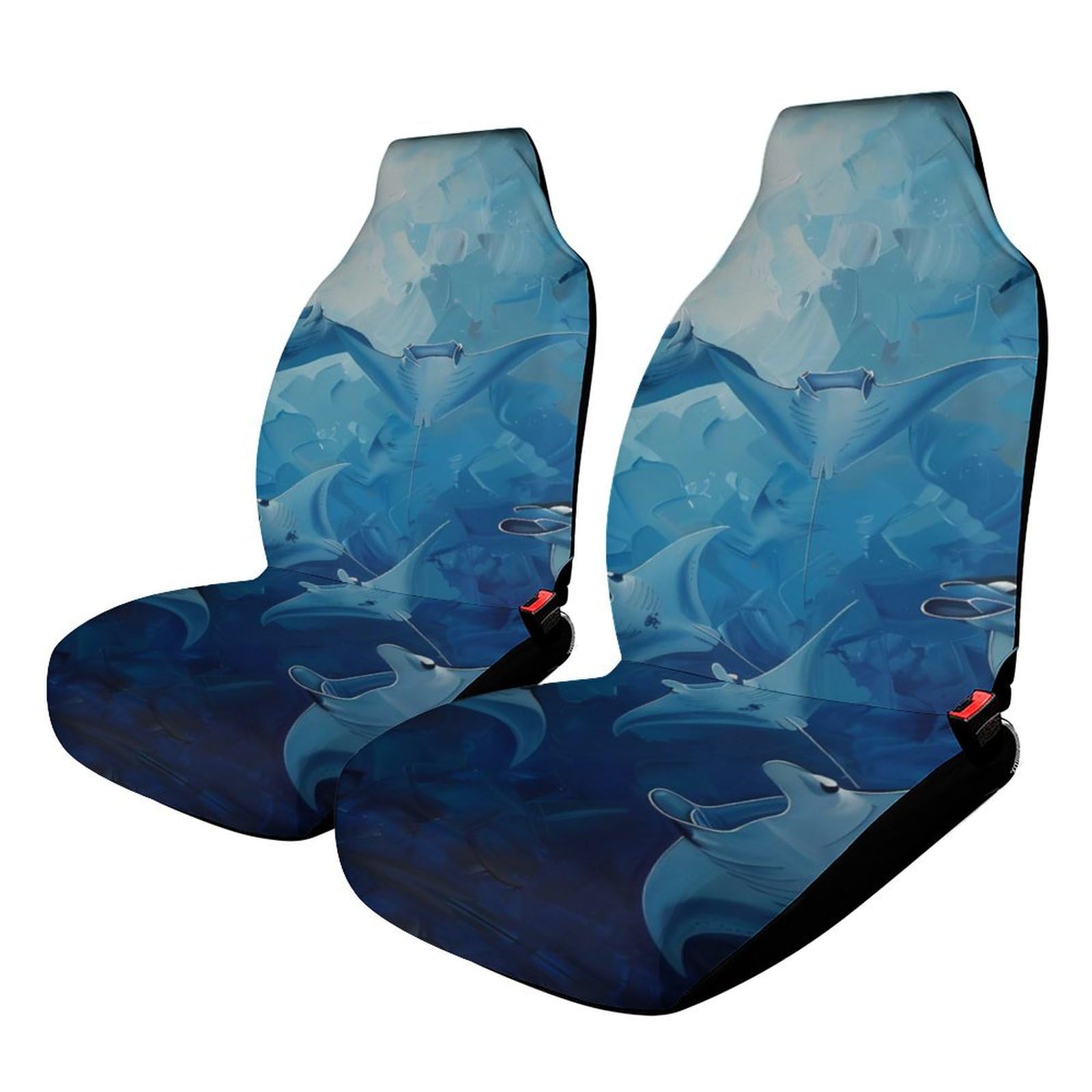 Universal Car Seat Covers for Cars & Trucks - 2PCS Premium Front Seat Protectors with Indonesia Manta Ray Design | Durable Interior Accessories for Daily Commute & Road Trips