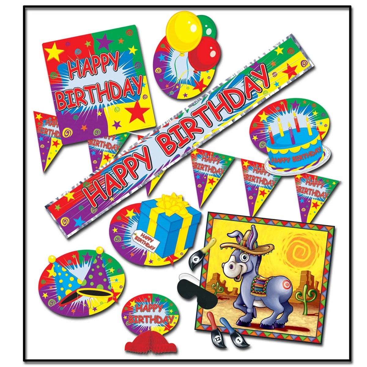 Happy Birthday Party Decoration Kit - Club Pack of 54 Balloons, Banners & Streamers for Birthday Celebrations, Baby Showers & Special Events