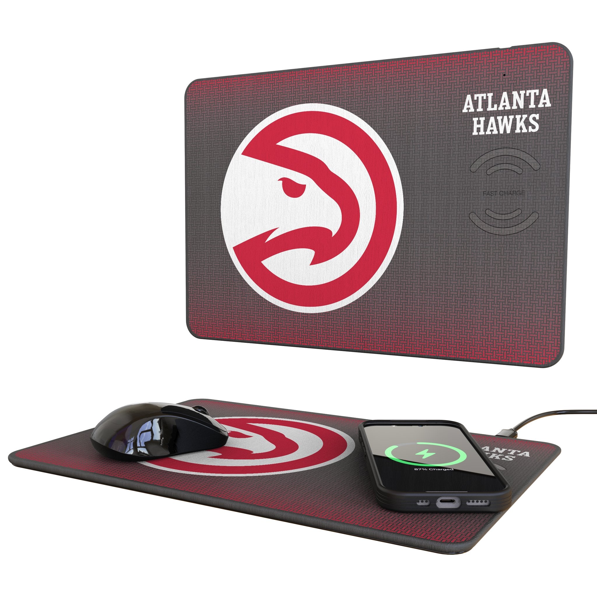 Atlanta Hawks NBA Wireless Charging Mouse Pad - 15W Fast Qi Charger for iPhone, Samsung, AirPods - Perfect for Office, Gaming & Home Desk Setup