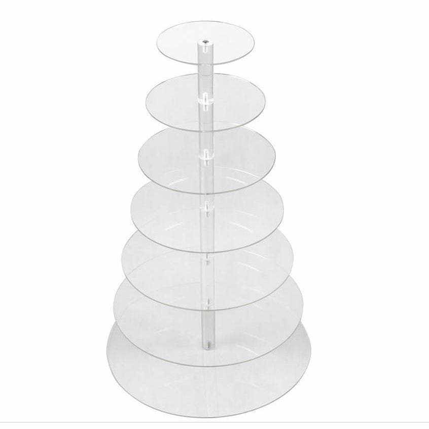 7-Tier Acrylic Round Cake Stand - Elegant Cupcake Tower Display for Weddings, Birthdays & Dessert Buffets