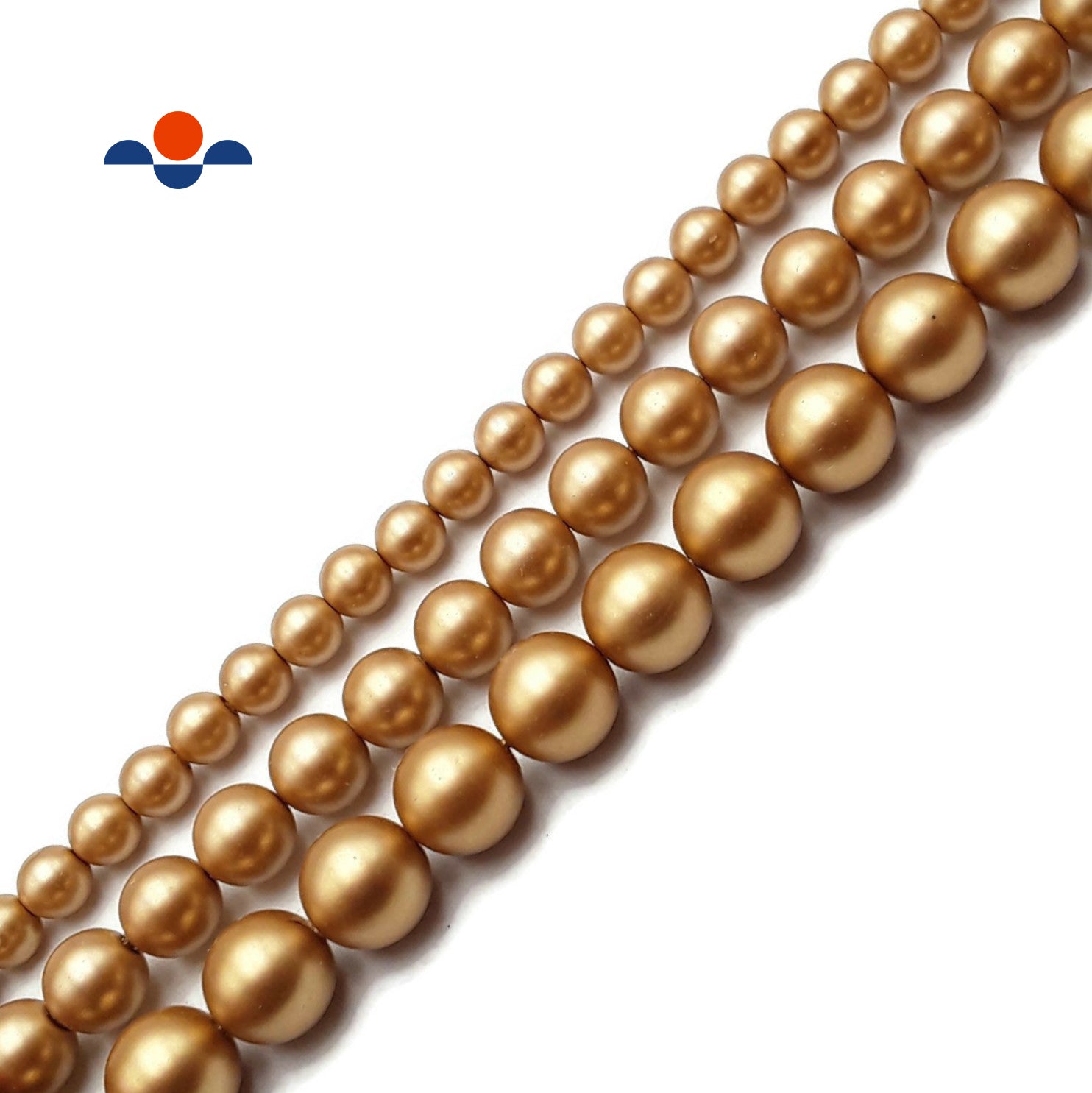 Premium Gold Shell Pearl Matte Round Beads - 6mm, 8mm, 10mm, 15.5 Inch Strands for Jewelry Making, DIY Crafts, Necklaces & Bracelets - Perfect for Beading, Wedding Accessories & Gift Making