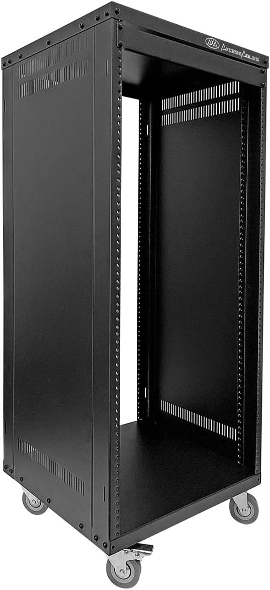 AxcessAbles RK 30U Heavy Duty Rack-Mount Cabinet with Lockable Casters - Compatible with 10-32 & M6 Rack Standards for AV, DJ, Home Theater, Network & Server Equipment - Perfect for Studio, Data Center & Home Office Setup