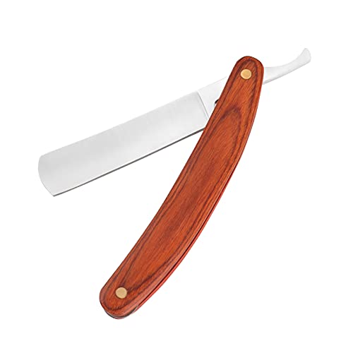 Premium Stainless Steel Straight Edge Razor with Retro Wooden Handle - Personalized Men's Grooming Tool for Barber Shaving & Haircut - Ideal Gift for Father, Husband & Barbers (Red) - Perfect for Home Shaving, Professional Barber Use & Classic Wet Shaving Rituals