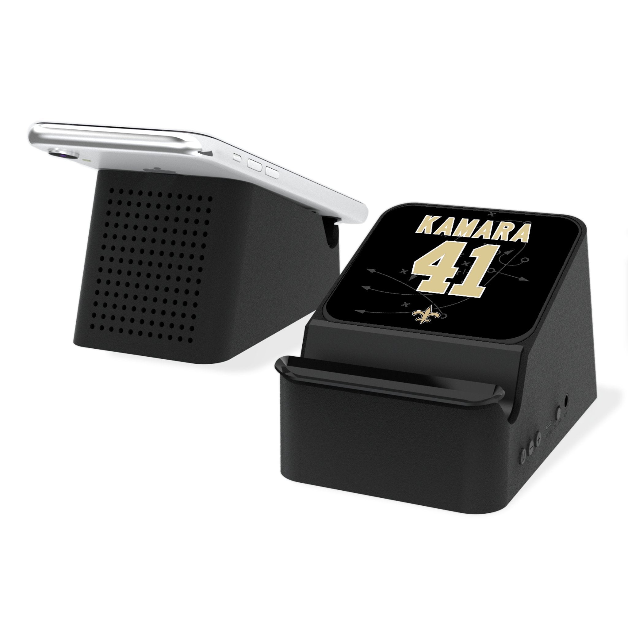 Alvin Kamara New Orleans Saints 41 Wireless Charging Station with Bluetooth Speaker - Perfect for Home, Office, and Game Day Decor
