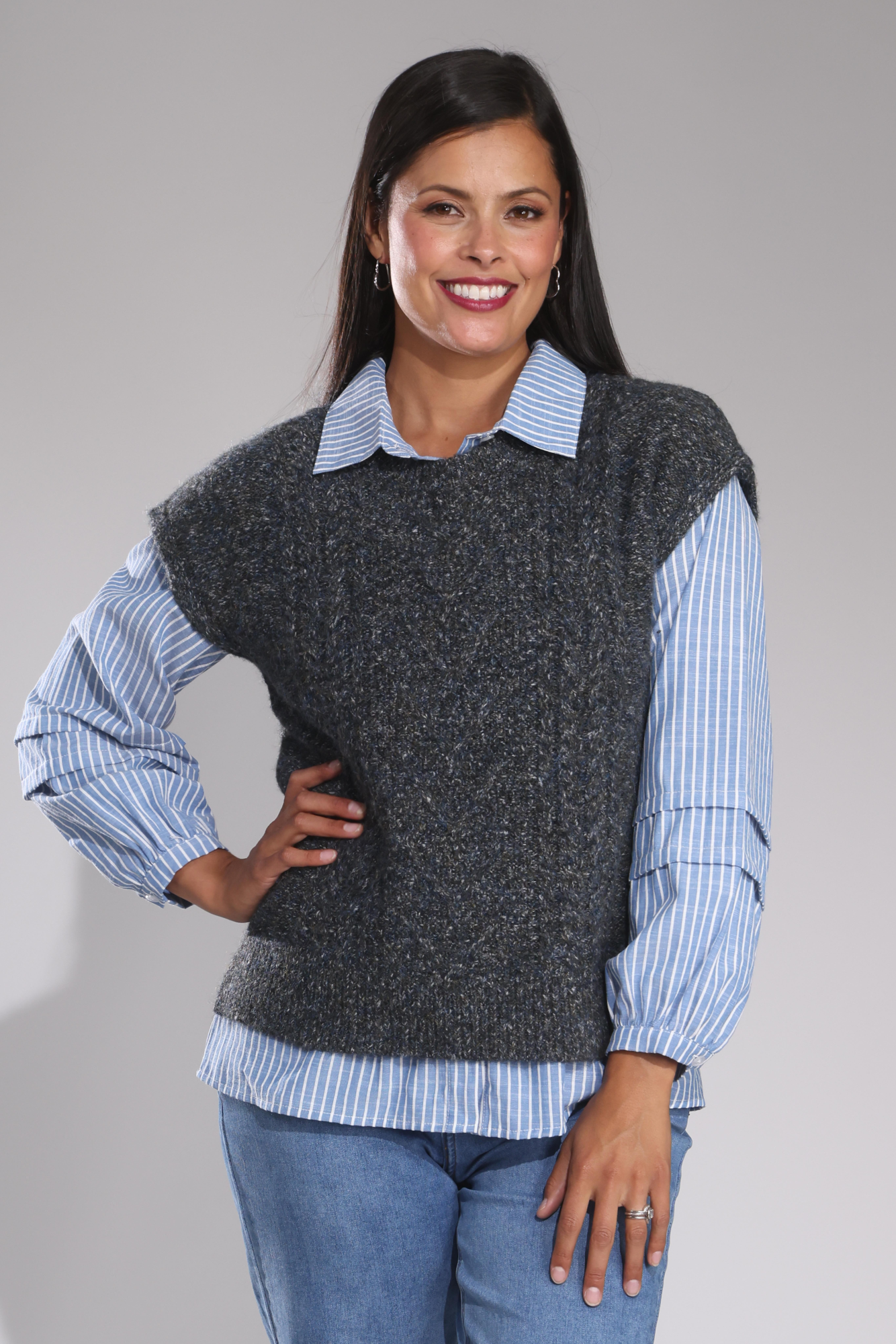 Touch of Wool Vest for Men & Women | Soft & Warm Black Indigo Marle Knit Sweater | 6967B1 | Perfect for Fall Layering & Winter Fashion