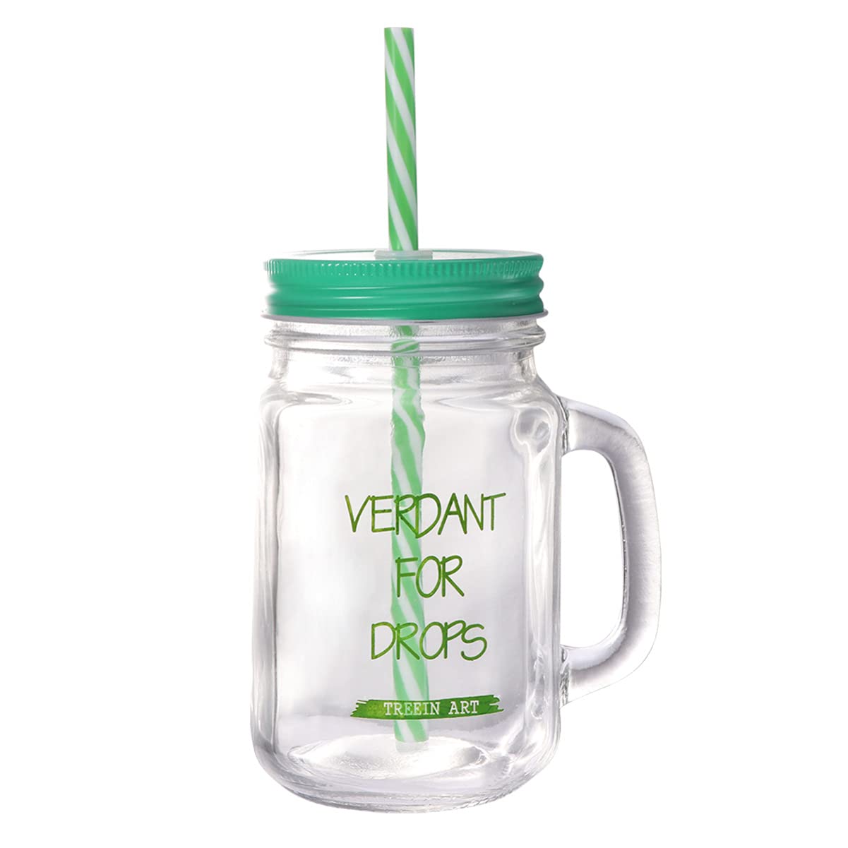 FRCOLOR 500ML Glass Mason Jars with Straw Lids & Handles - Reusable Drinking Cups for Juice, Coffee, Tea, Smoothies, Milk & Water - Perfect for Home, Office, Picnics & Parties
