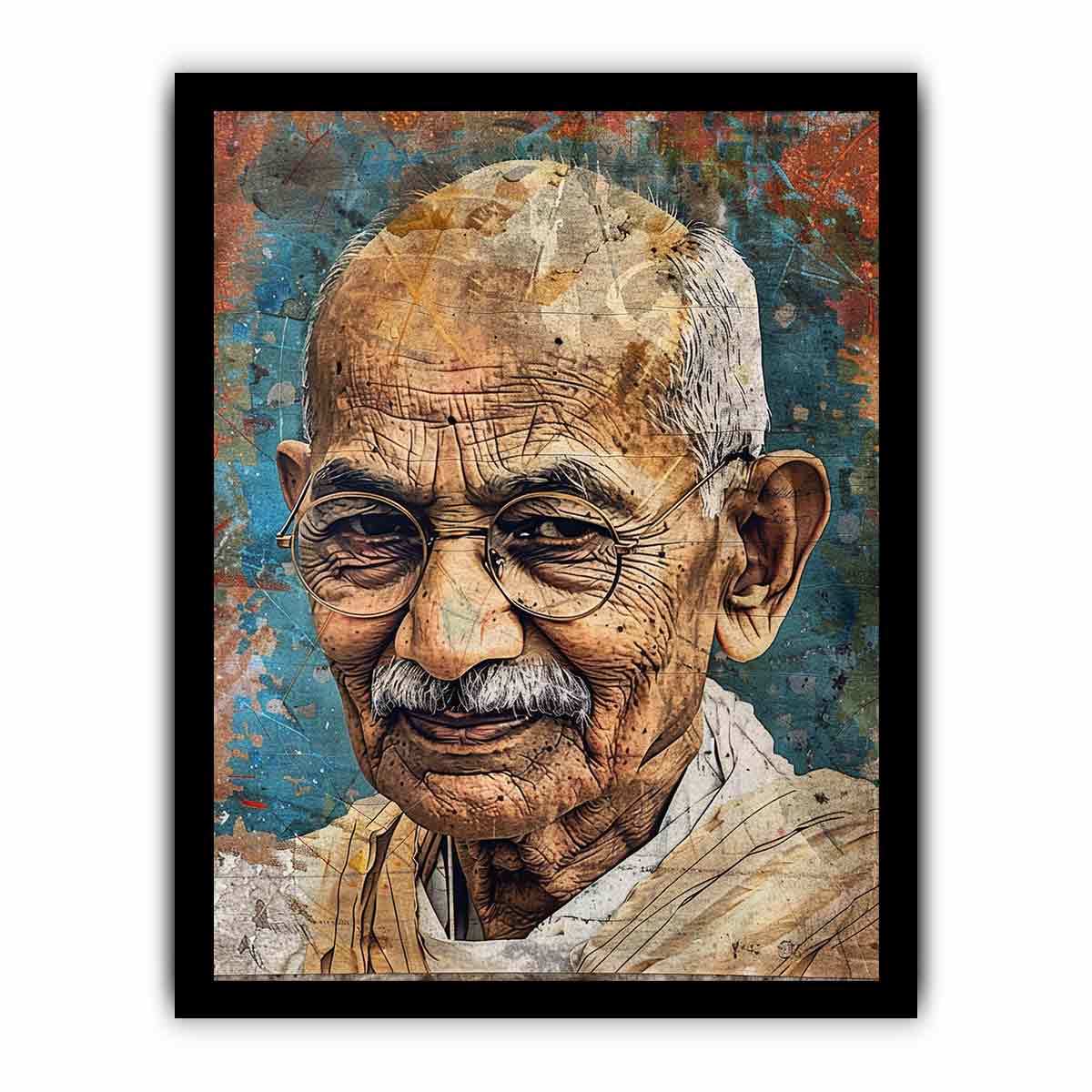 Mahatma Gandhi Framed Print - Inspirational Wall Art Decor for Home, Office & Classroom - Premium Quality Canvas Poster with Famous Quote