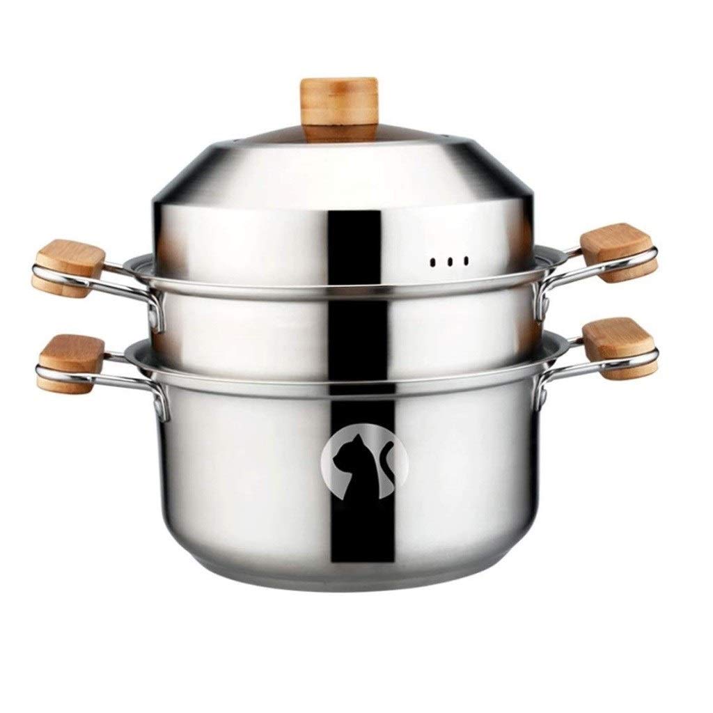 CUJUX 3-Layer Stainless Steel Steamer Pot - Multi-Purpose Cooking Pot for Soup, Vegetables & Dumplings with Tempered Glass Lid | Perfect for Home Kitchen, Meal Prep & Healthy Cooking