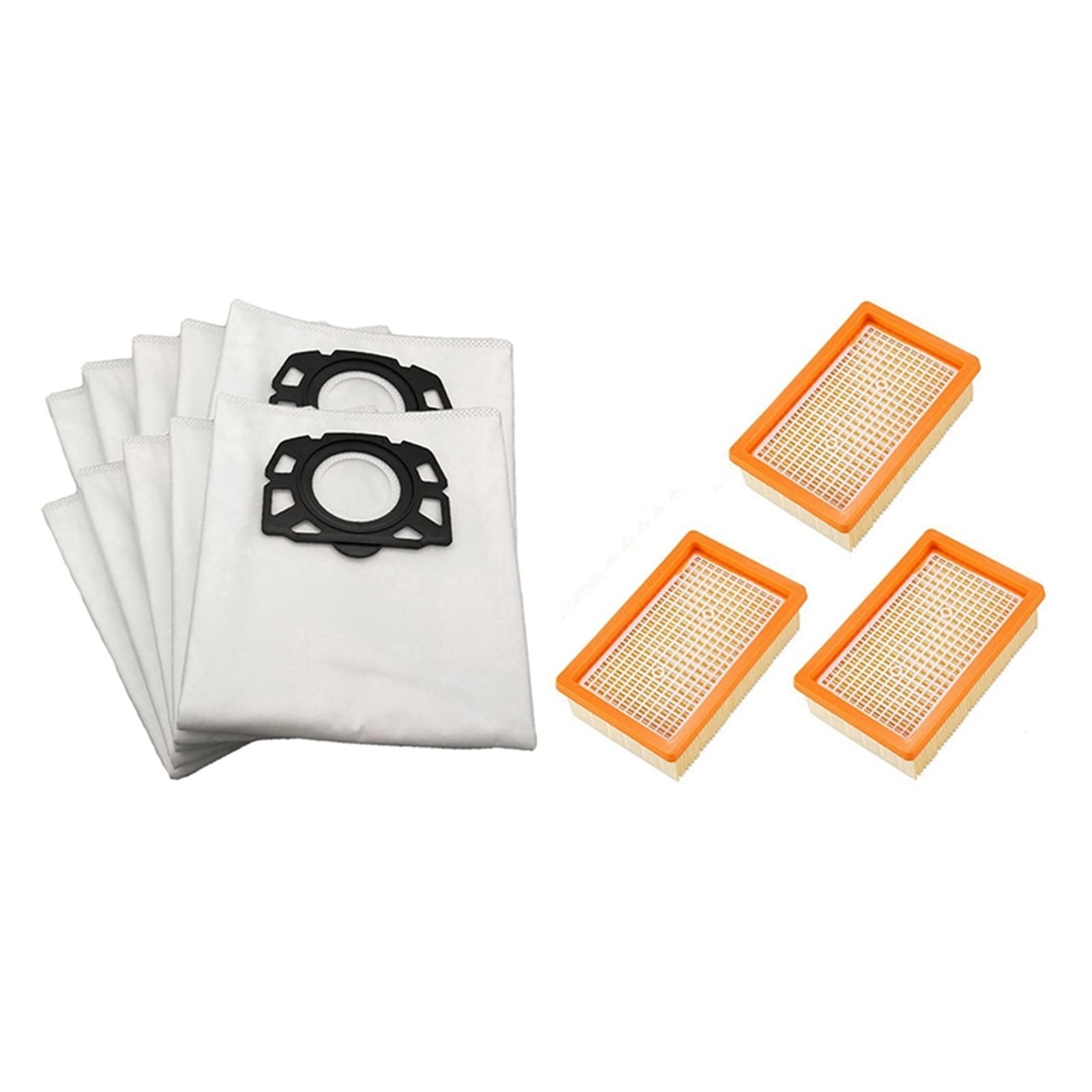 12-Piece Vacuum Cleaner Dust Bags & 3 Filters Set - Compatible with Kärcher MV4 MV5 MV6 WD4 WD5 WD6 - Ideal for Home & Office Floor Cleaning