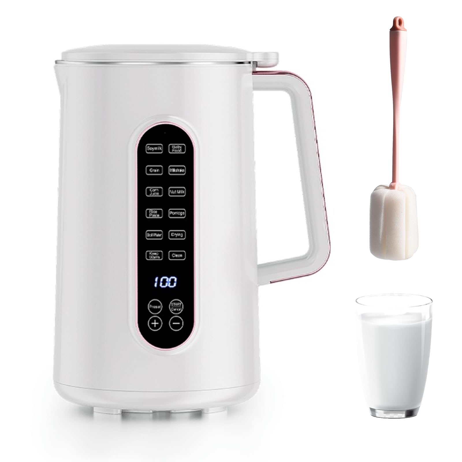 8-in-1 Automatic Nut Milk Maker Machine - Almond, Soy, Oat Milk Maker with 12H Delay Start, Keep Warm & Auto Clean | Quiet Operation, No Straining Needed | Perfect for Vegan, Keto & Healthy Lifestyles (1 Set)