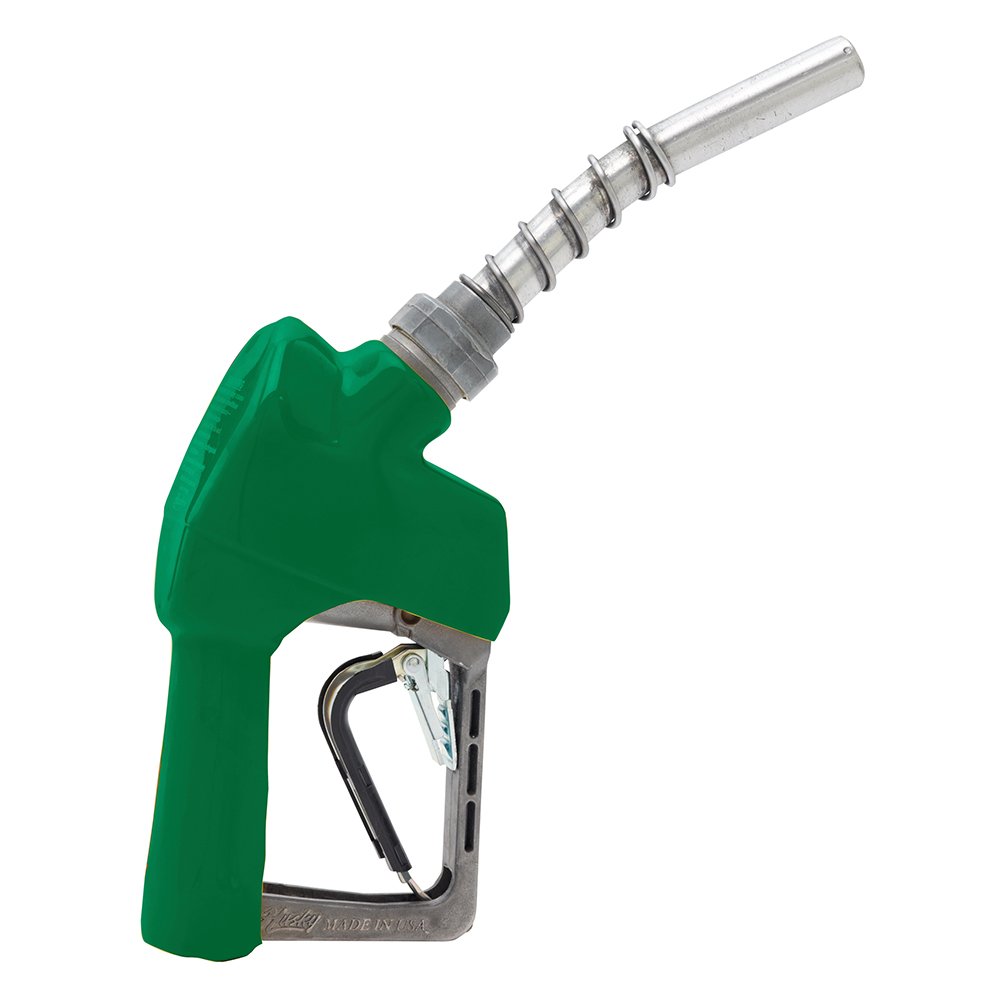 Husky 159503-03 XS Pressure Activated Light Duty Diesel Nozzle with 3-Notch Hold Open Clip & Full Grip Guard - Green (Made in USA) - Perfect for Fuel Transfer, Agriculture & Industrial Applications