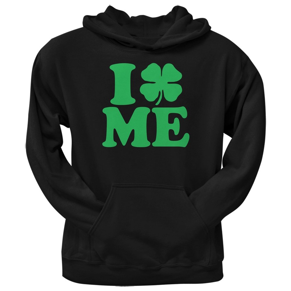 St. Patrick's Day Black Pullover Hoodie for Adults - I Shamrock Love Me Design | Irish Pride Apparel for Parties & Festivals