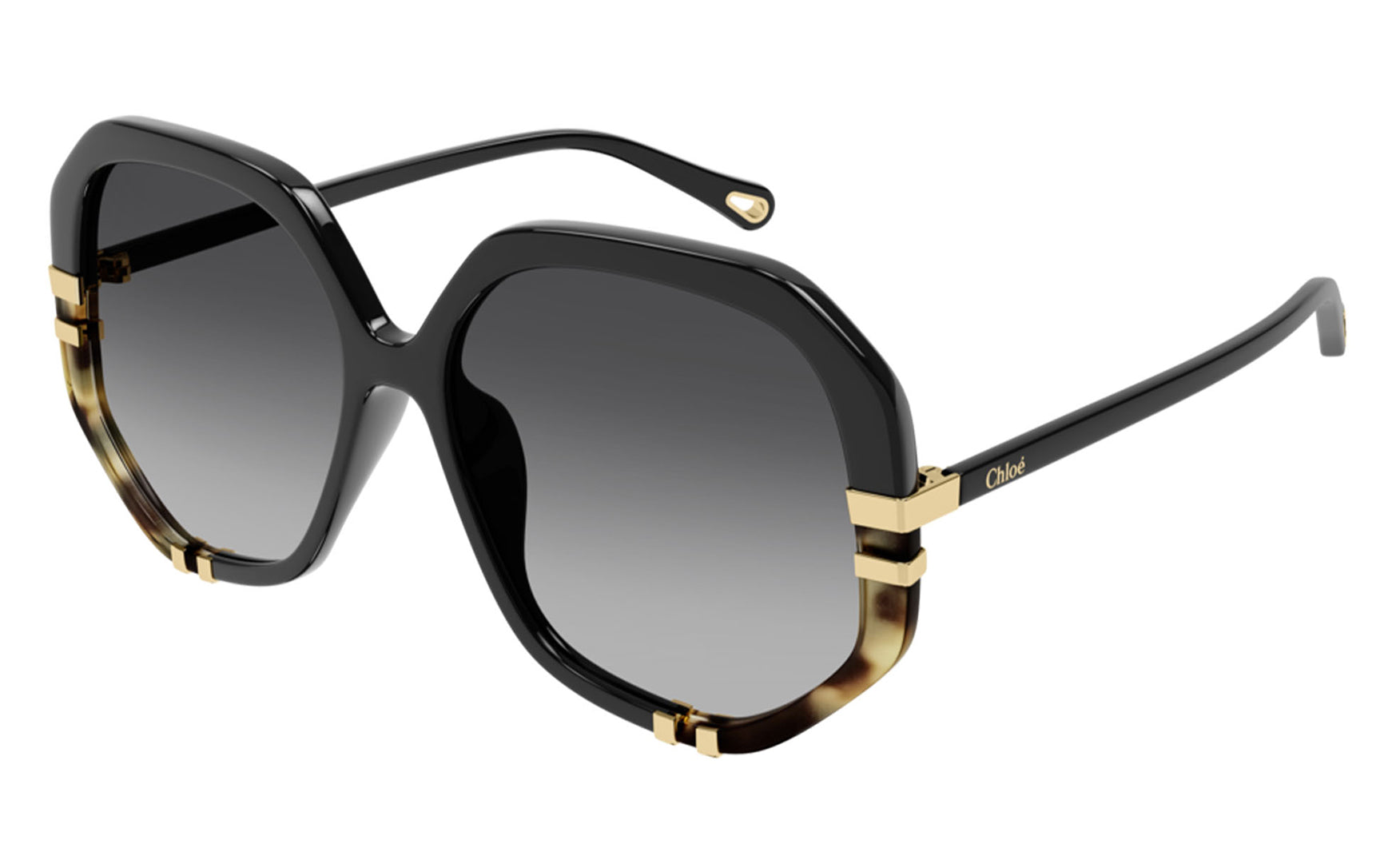 Chloe CH0105SA002 Black Sunglasses for Women - Classic Aviator Style with UV Protection, Perfect for Outdoor Activities, Beach, and Driving