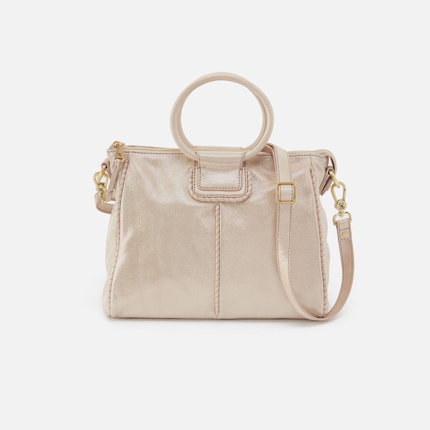 Sheila Medium Satchel Handbag - Metallic Leather in Sand Shimmer | Stylish Crossbody Purse for Women | Perfect for Work, Travel & Everyday Use