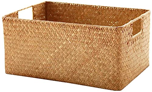 Seagrass Storage Basket - Rattan Organizer for Living Room & Coffee Table - 31x22x15cm - Perfect for Snacks & Sundries