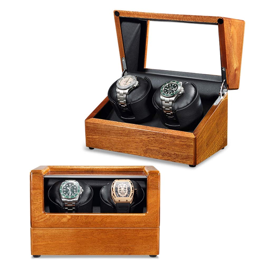 Premium Automatic Watch Winder Box - Wooden Silent Motor with 5 Rotation Modes | PU Leather Lining for Men's & Women's Watches | Luxury Watch Storage & Display Case | Perfect Gift for Watch Collectors & Home Office Decor (2+0 Capacity)