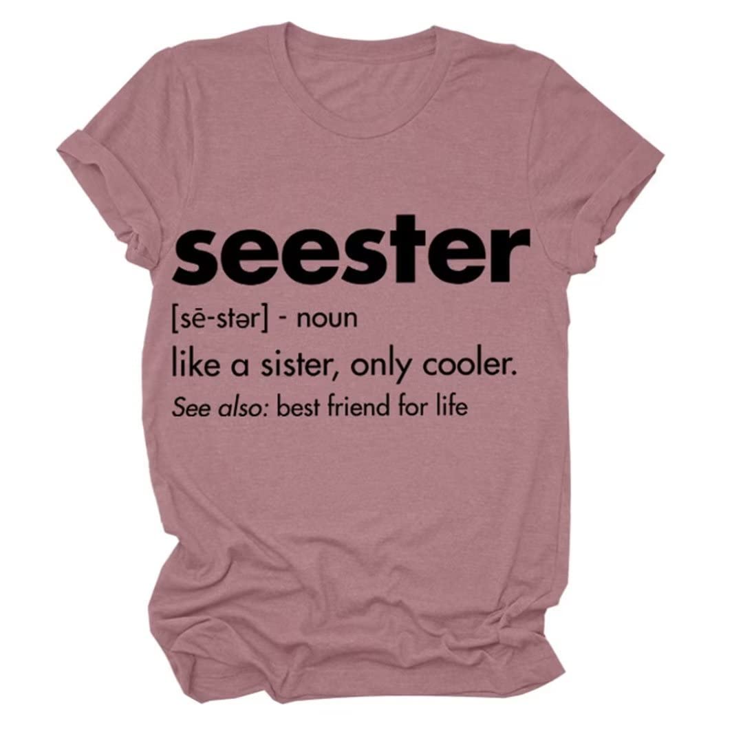 Funny Sister Graphic T-Shirt for Women - Casual Short Sleeve Top - Perfect for Family Reunions, Sibling Gifts & Everyday Wear