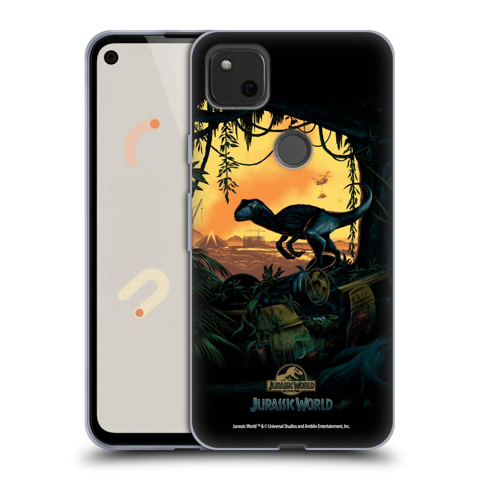 Jurassic World Blue Velociraptor Case for Google Pixel 4a - Durable Gel Cover for Movie Fans