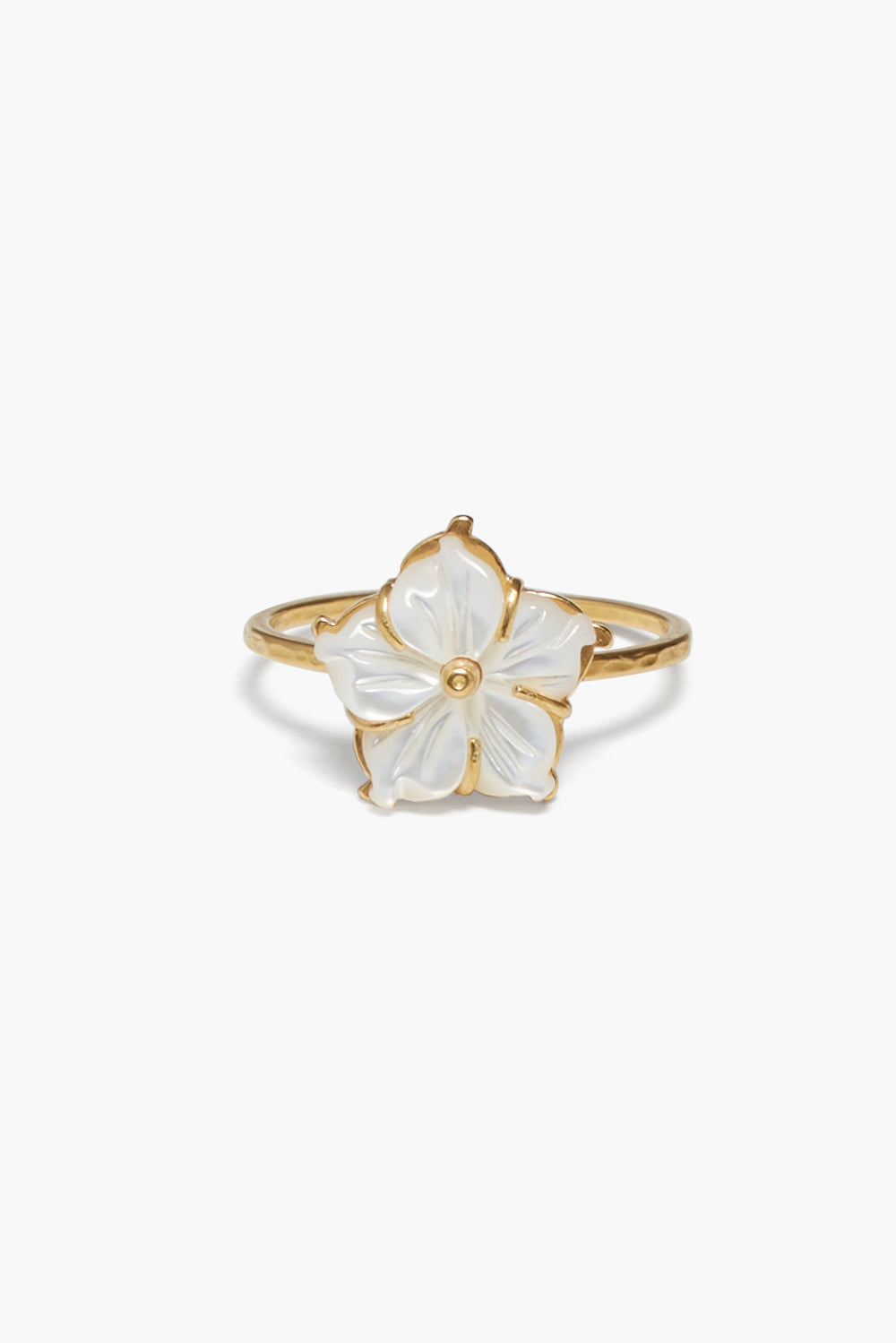 Elegant White Mother of Pearl Plumeria Flower Ring for Women - Perfect for Beach Weddings, Summer Parties & Boho Fashion