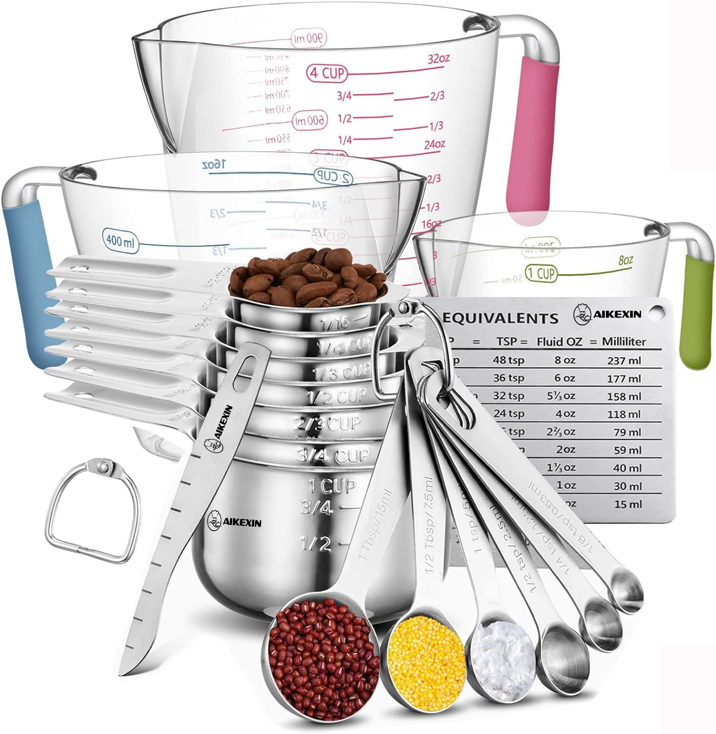 20-Piece Stainless Steel Measuring Cups and Spoons Set - Nesting Kitchen Tools for Dry & Liquid Ingredients | Perfect for Baking, Cooking & Meal Prep