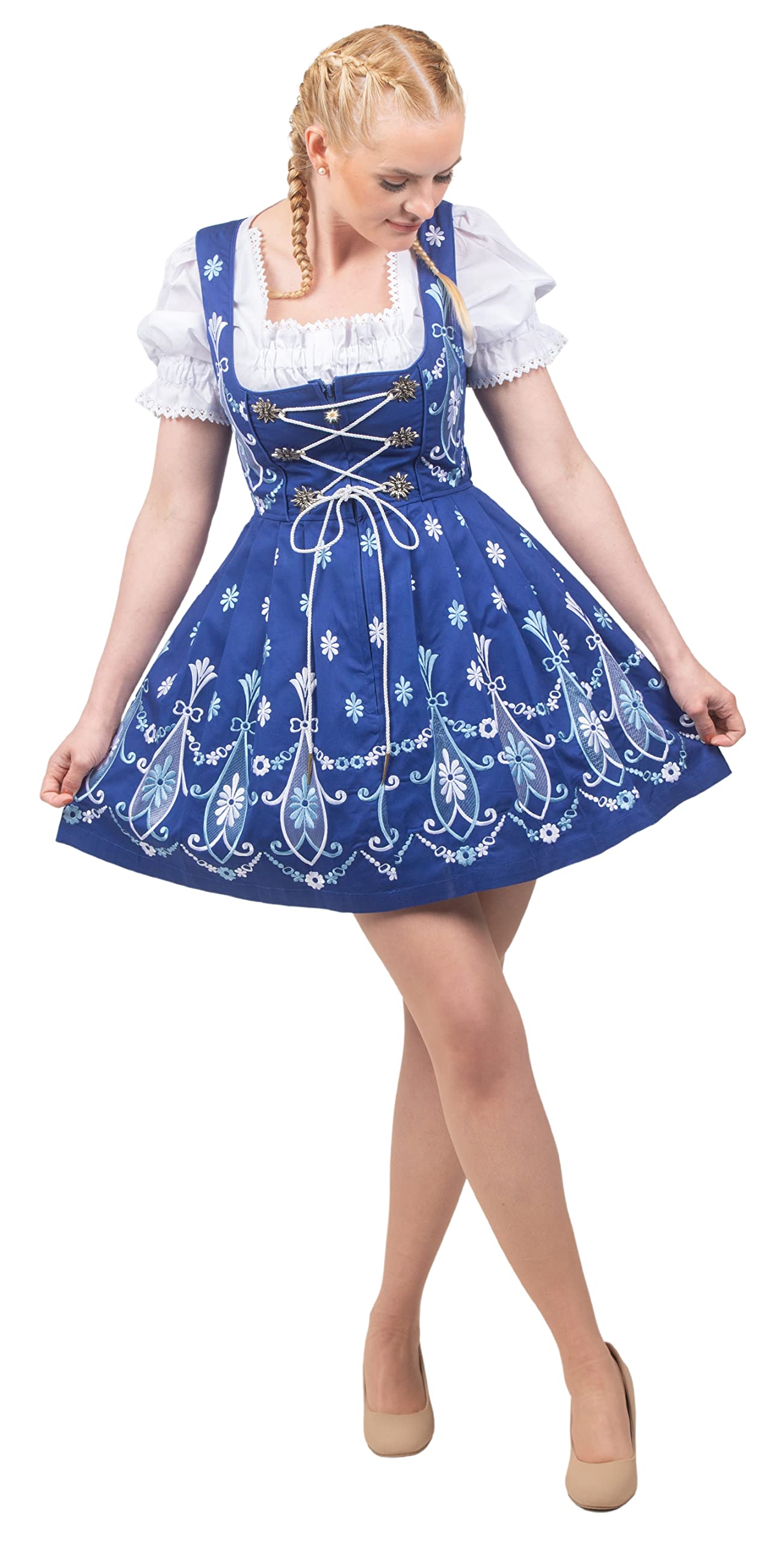 Authentic Blue Women's German Dirndl Dress 3-Piece Set | Traditional Bavarian Trachten Costume for Oktoberfest, Halloween & Cultural Events | Perfect for Beer Festivals, Themed Parties & German Heritage Celebrations