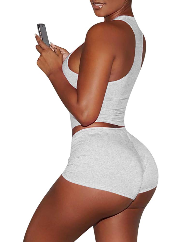 Stylish Women's 2 Piece Outfit Set - Sexy Crop Top & High Waist Shorts Tracksuit for Summer, Gym, Beach & Casual Wear