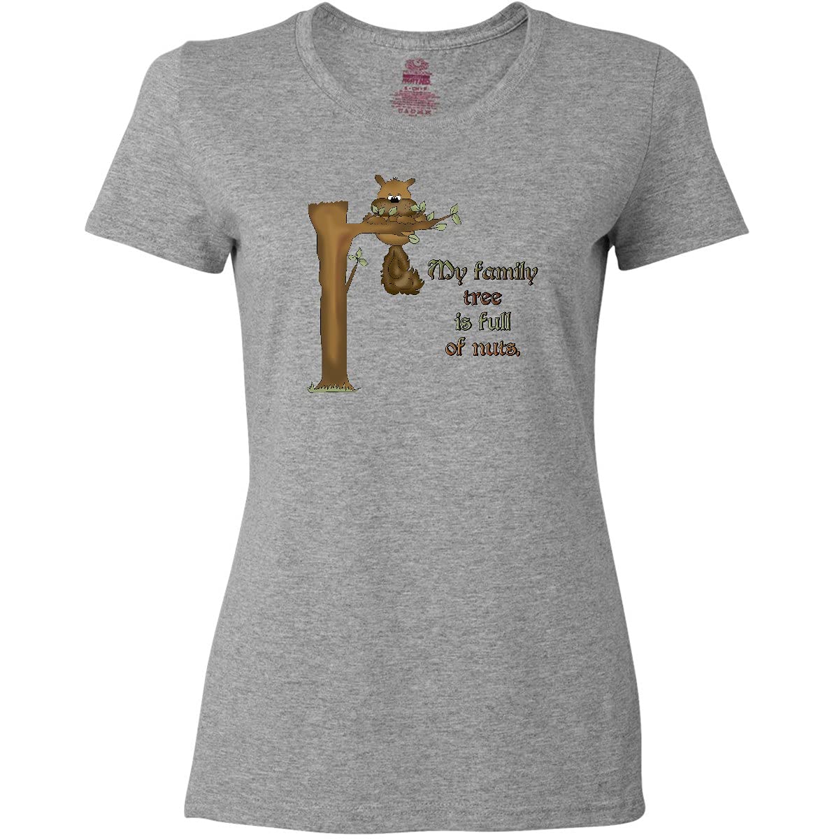 Inktastic My Family Tree is Full of Nuts Women's T-Shirt | Funny Family Graphic Tee | Casual Wear for Women | Perfect for Family Reunions & Gifts
