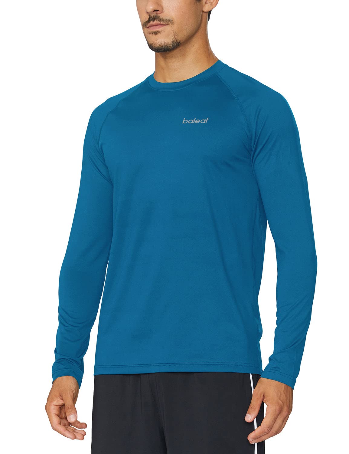 Baleaf Men's Long Sleeve Running Shirt - Quick Dry Athletic Workout T-Shirt - Lightweight Soft Moisture Wicking Fishing Tee Top for Jogging, Gym & Outdoor Activities