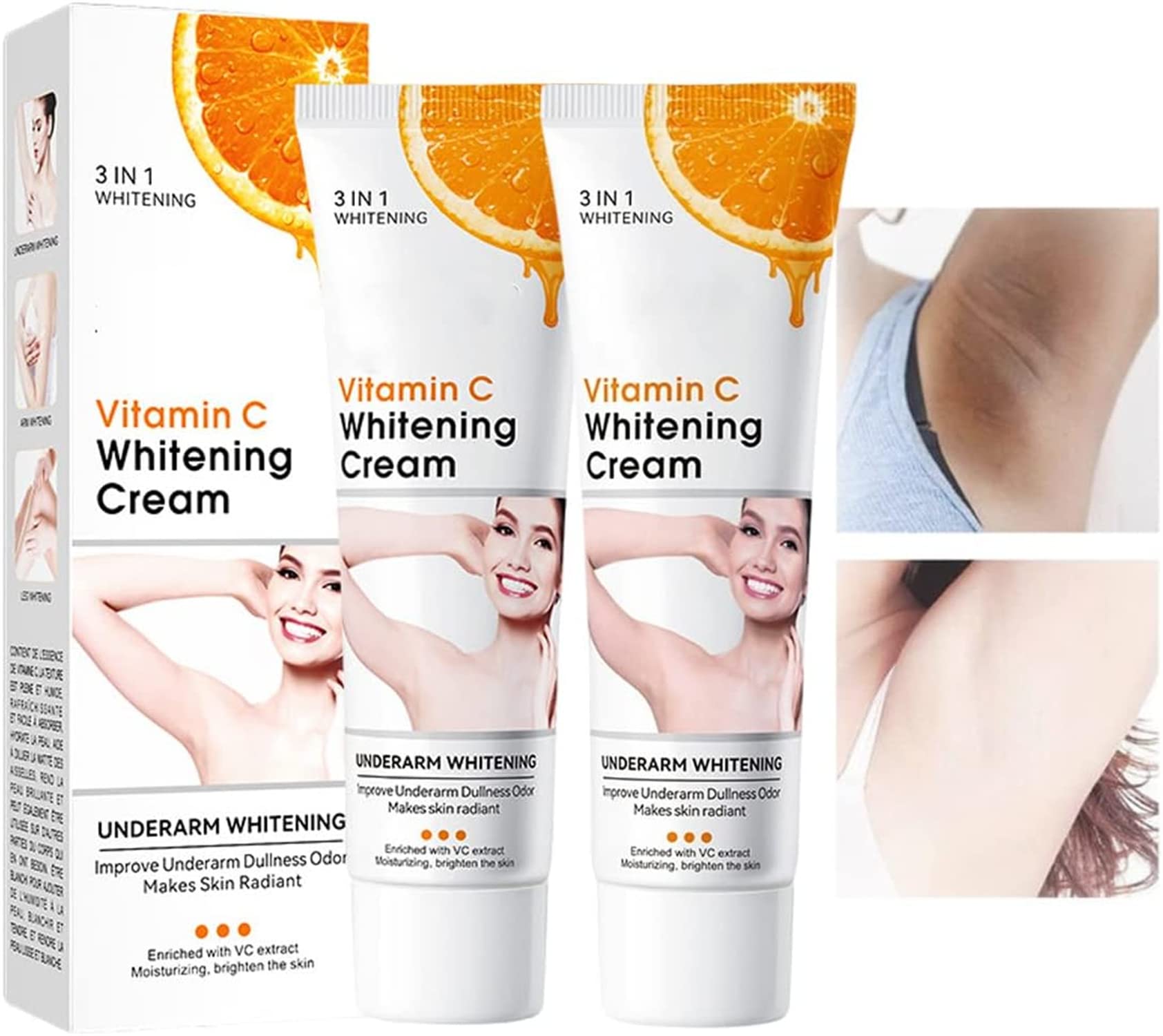 Collagen Milk Brightening Cream - Underarm Whitening & Intimate Area Lightening Cream for Armpits, Neck, Knees, Elbows - Skin Brightening Treatment for Dark Spots & Hyperpigmentation (2 Pack) - Perfect for Daily Use & Sensitive Skin Care Routine