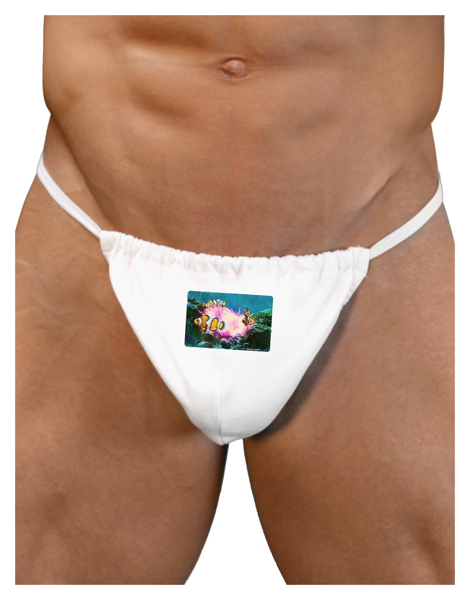 LOBBO TooLoud Clownfish Watercolor Print Men's G-String Underwear - Sexy & Comfortable for Beach, Swimwear & Intimate Moments