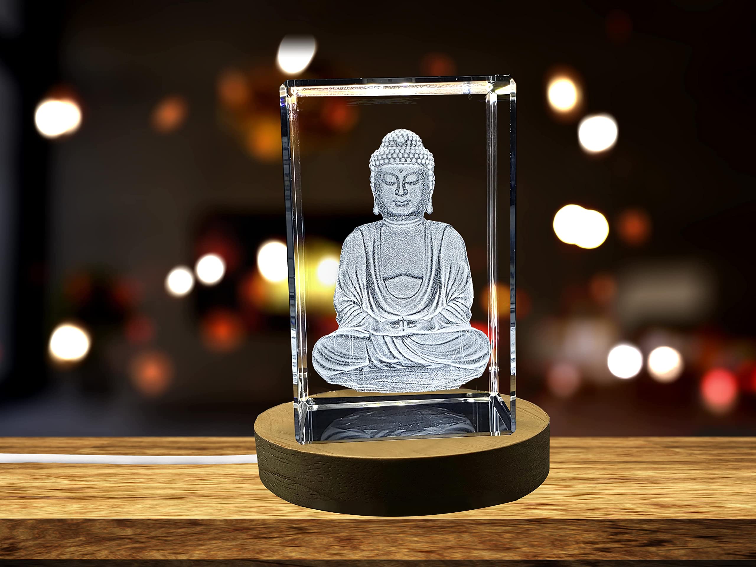 3D Crystal Buddha Statue with LED Light - Large Size Home Decor for Meditation Room, Yoga Studio & Spiritual Gifts