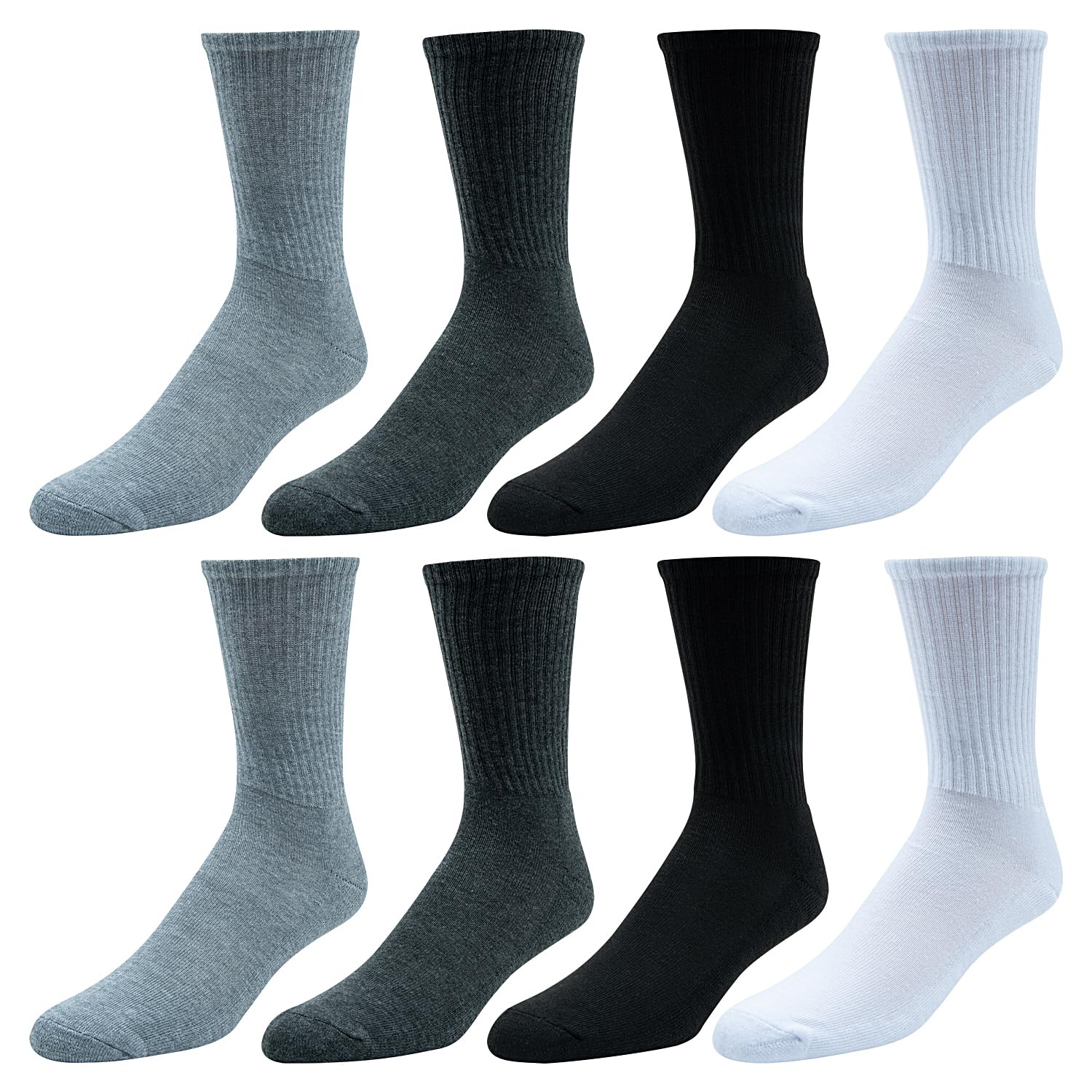 True Religion Men's Crew Socks 8 Pairs - Premium Athletic Socks for Men (Size 8-12) - Comfortable Workout & Casual Wear Socks