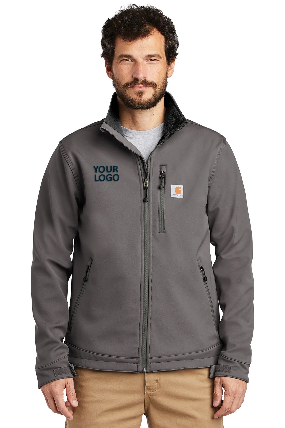Carhartt Crowley Soft Shell Jacket for Men - Waterproof Windproof Fleece Lined Outdoor Work Jacket - Charcoal - Ideal for Hiking, Camping, and Construction Work