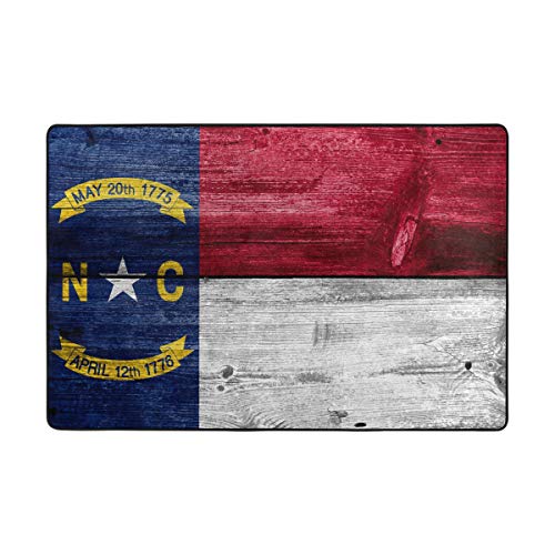ALAZA North Carolina State Flag Doormat - Non-Slip Indoor/Outdoor Entrance Mat (24x36 Inch) - Washable Floor Mat for Front Door, Patio, Deck & Bathroom - Perfect for Home, Office & RV Use