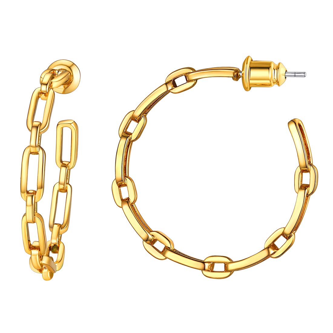 Trendy Gold Plated Chain Hoop & Dangle Earrings for Women - Surgical Steel Post, European Style Fashion Jewelry for Parties, Dating & Everyday Wear