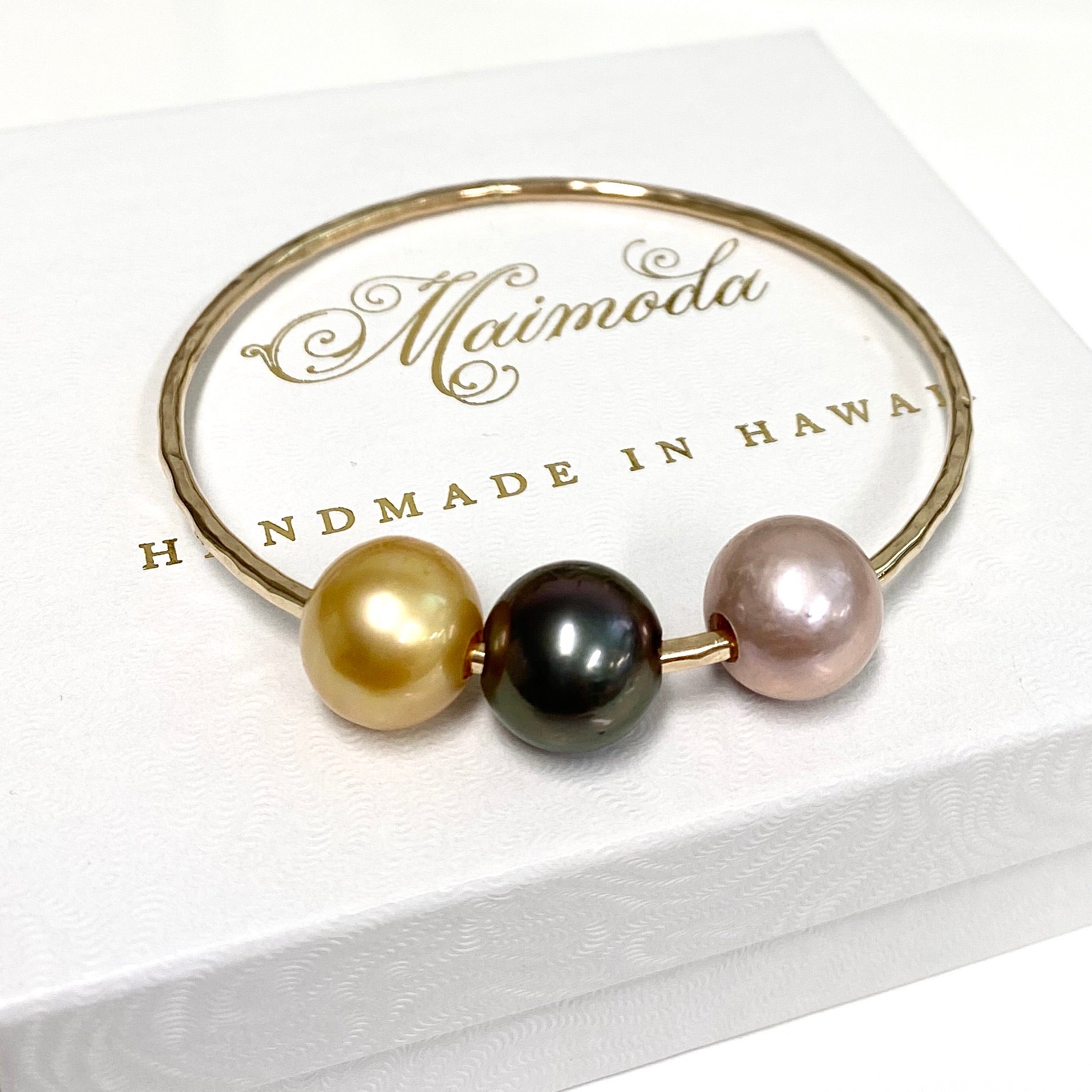 Luxury 11-12mm Gold South Sea & Pink Edison Tahitian Pearl Bangle Bracelet (B460) - Elegant Jewelry for Women, Perfect for Weddings, Parties & Special Occasions