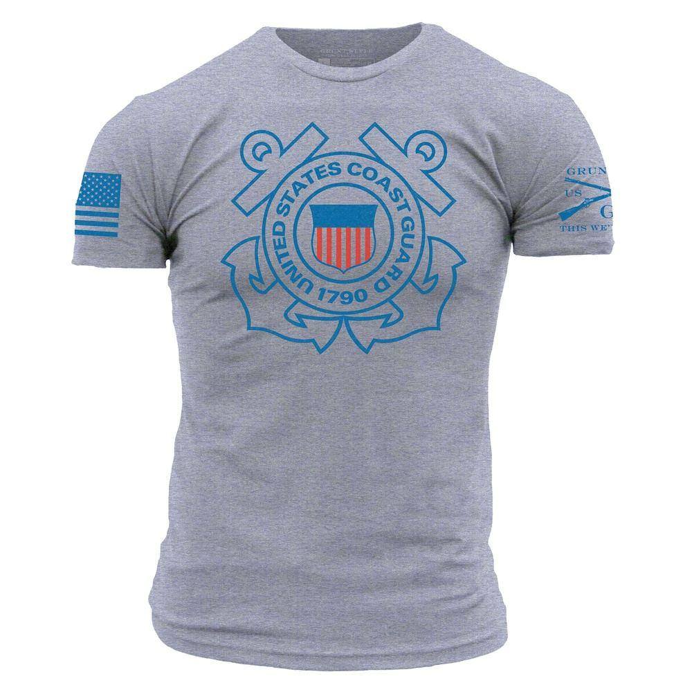 USCG Logo T-Shirt for Men & Women - Comfortable Heather Grey Cotton Tee - Perfect for Casual Wear, Outdoor Activities & Patriotic Events