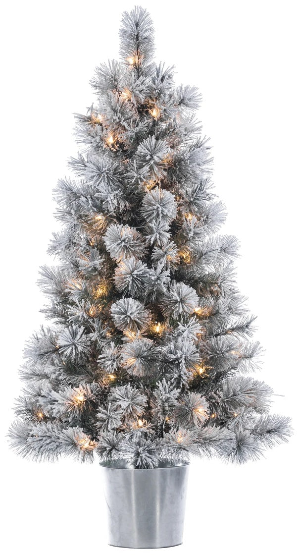 4.5' Snowy Canyon LED Mixed Needle Artificial Christmas Pine Tree - Perfect for Home, Office & Holiday Decorations