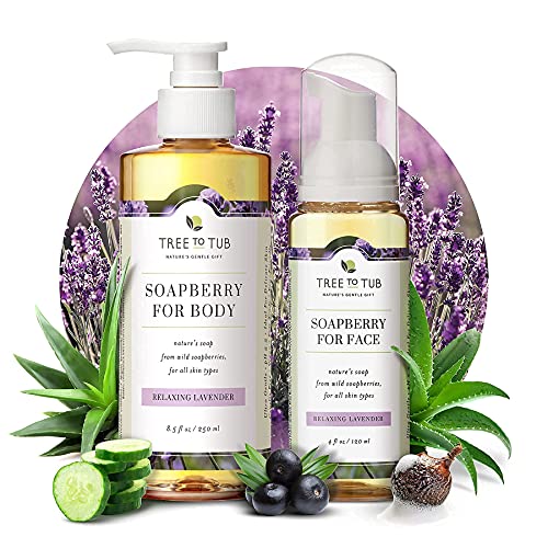 Tree To Tub Lavender Body Wash & Face Cleanser for Sensitive & Dry Skin - pH Balanced Moisturizing Shower Gel & Hydrating Gentle Facial Wash for Women & Men - Perfect for Daily Skincare Routine & Soothing Irritated Skin