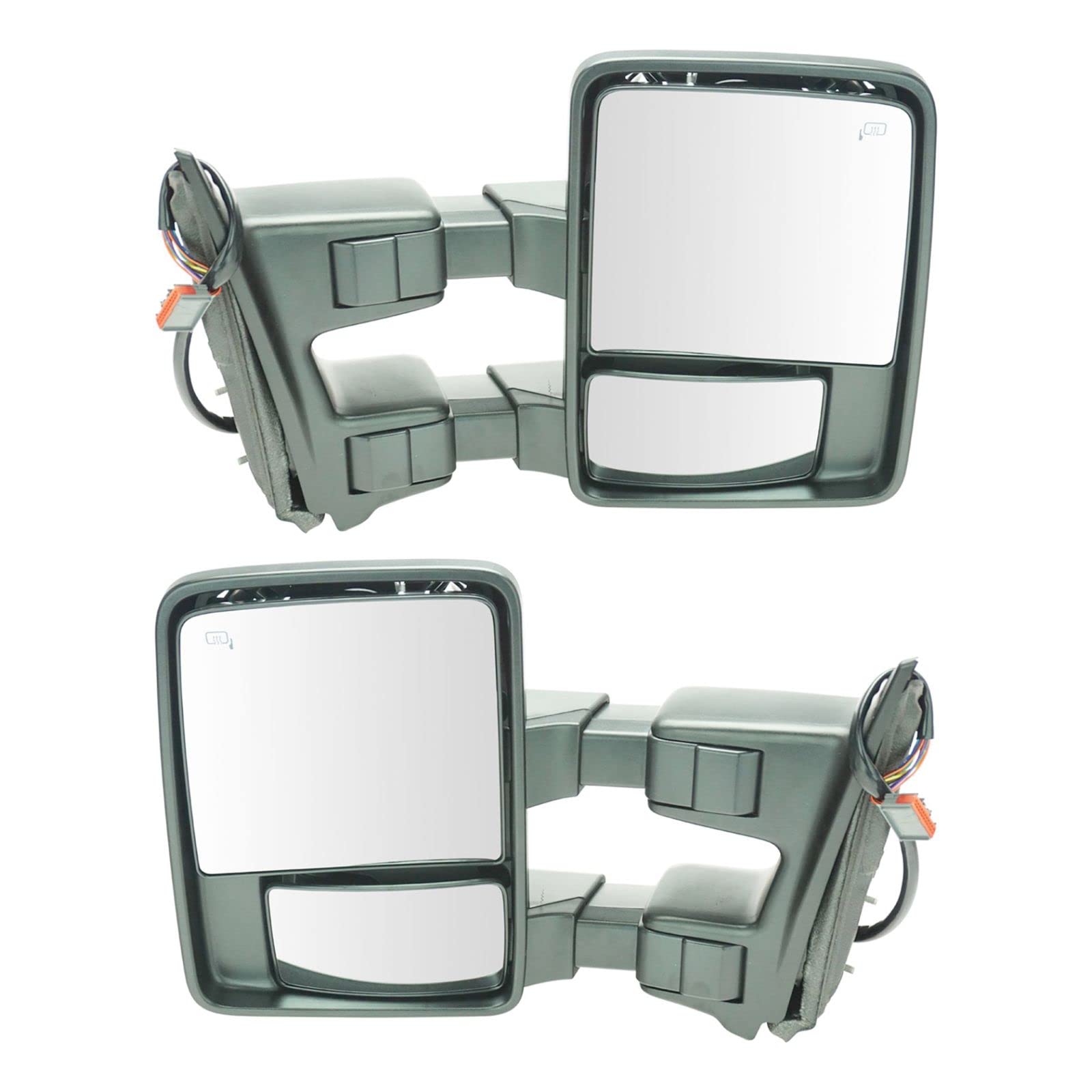 Ford Compatible Power Folding Heated Signal Mirrors - Chrome Clearance Tow Pair | Perfect for Trucks, SUVs & Towing Vehicles