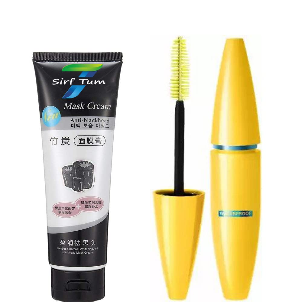 Waterproof Natural Look Mascara Black | Oil Control Anti-Acne Deep Cleansing Blackhead Remover Peel Off Mask - Perfect for Daily Makeup & Skincare Routine