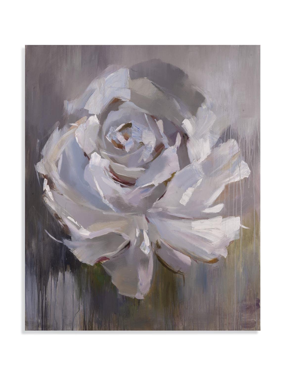 Bassett Mirror 7300-389 Impressionism Rose Design Wall Mirror - Elegant White Framed Decor for Bedroom, Living Room & Entryway