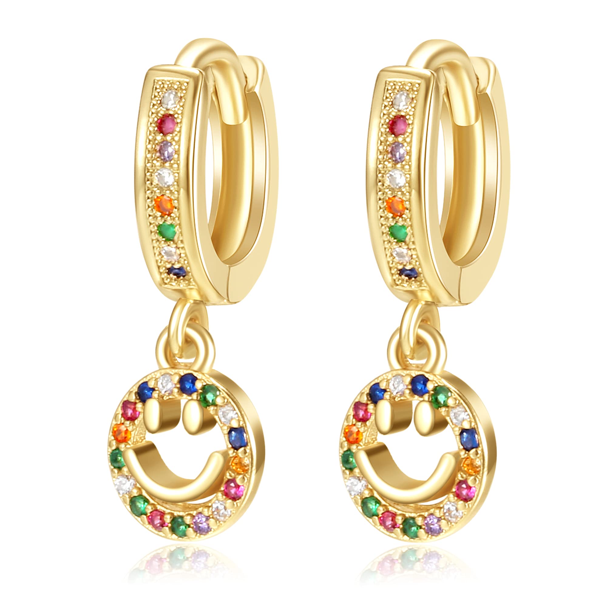 Cubic Zirconia Small Dangle Huggie Hoop Earrings for Women - Cross, Heart, Snake, Evil Eye, Moon & Star Charms | Trendy Drop Earrings for Girls, Everyday Wear & Special Occasions