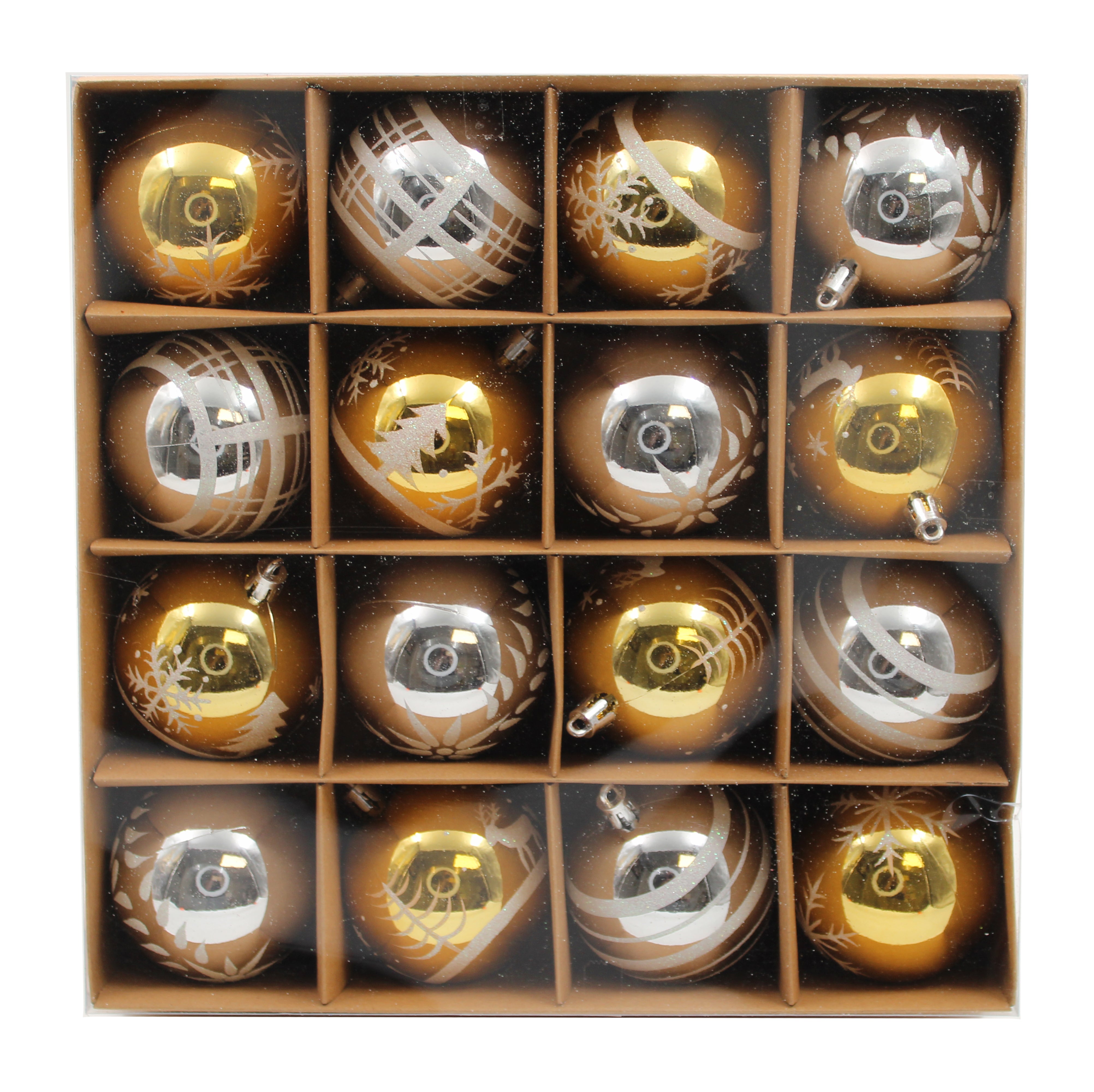 16 Pack Gold and Silver Christmas Ball Ornaments - Shiny Holiday Tree Decorations for Xmas Party, Home, and Office Decor