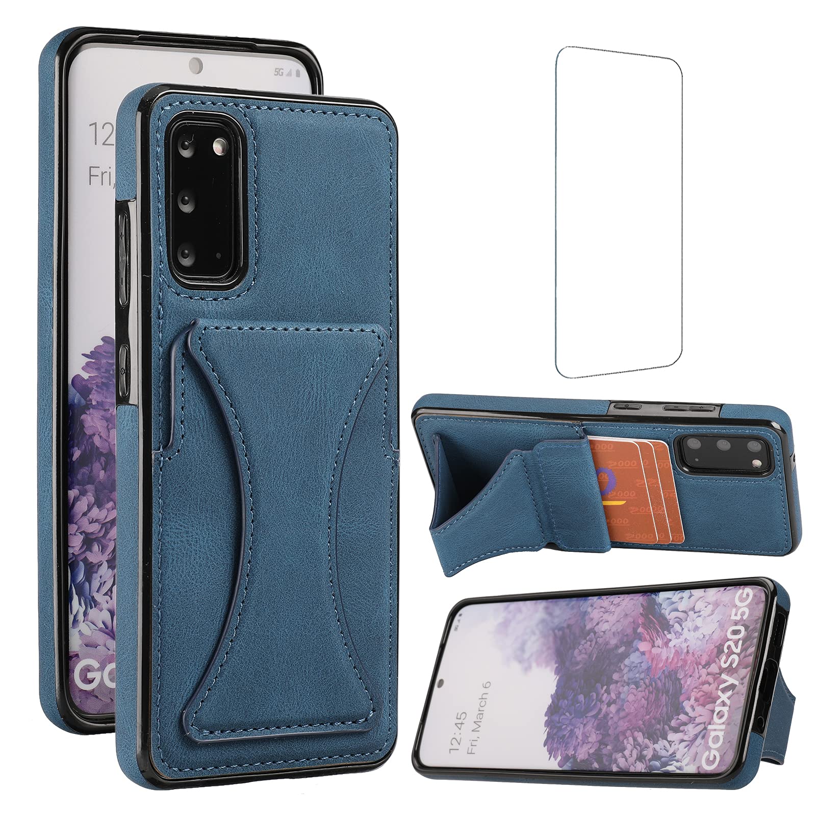Samsung Galaxy S20 FE 5G Case with Screen Protector & Kickstand - Shockproof Hybrid Rugged Protective Cover for Men & Women | 6.5 Inch Blue | Perfect for Daily Use, Travel & Outdoor Activities