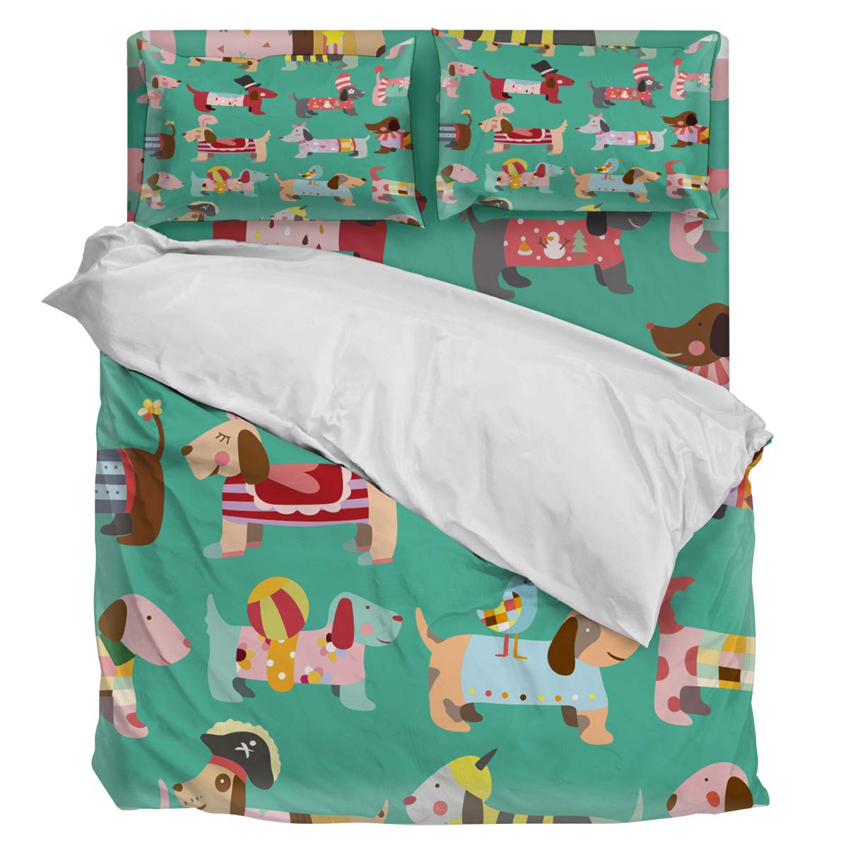 Dachshund in Sweater 4-Piece Duvet Cover Set - Ultra Soft Brushed Microfiber Bedding, King Size Comforter Cover for All Seasons | Cozy Modern Bedroom Decor for Dog Lovers