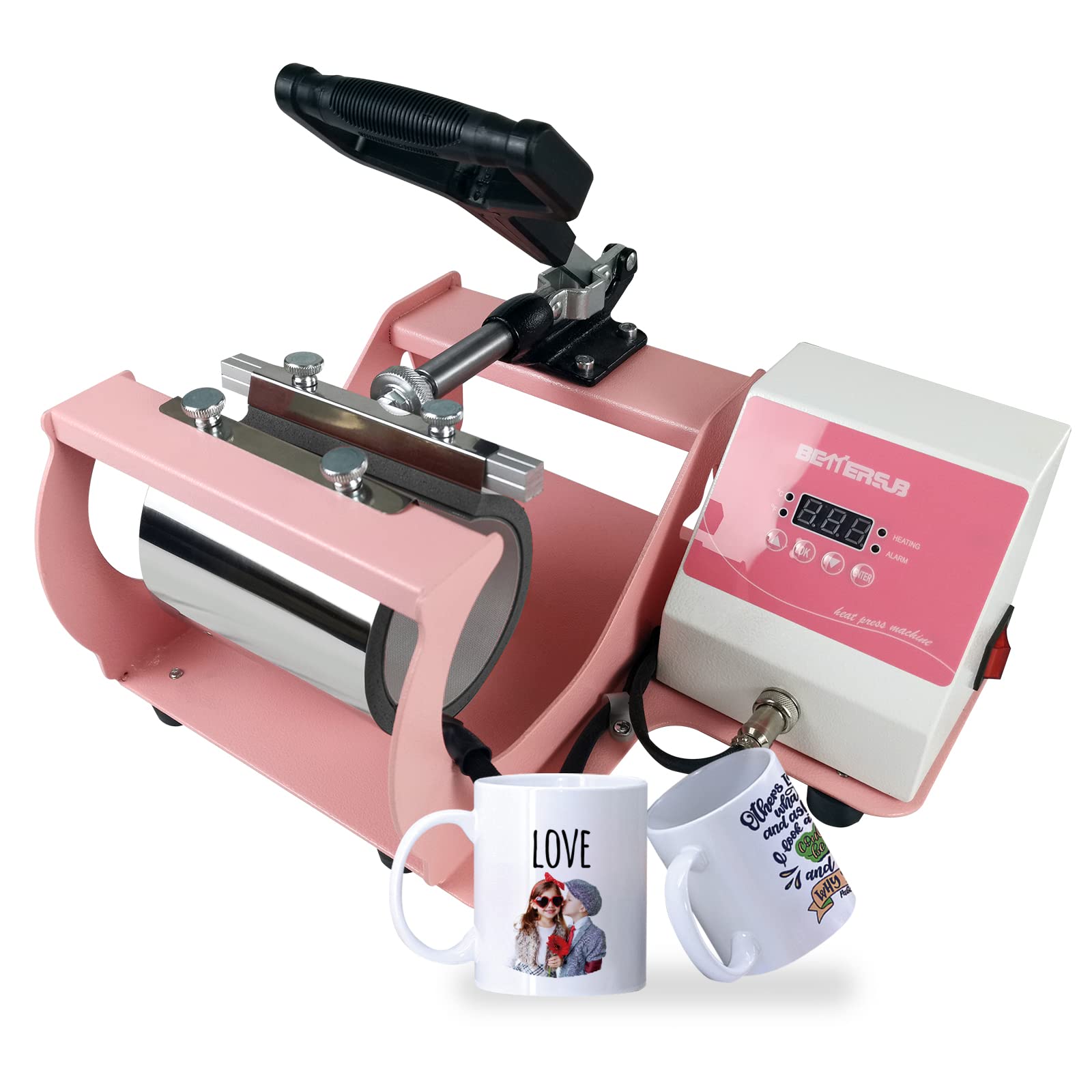 BetterSub 11oz Pink Sublimation Heat Press Machine for Mugs - Perfect for DIY Custom Tumblers, Coffee Cups & Personalized Gifts (Cup Heat Transfer Press)